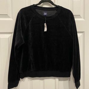 New! Womens Gap Velour Sweatshirt Black Size small